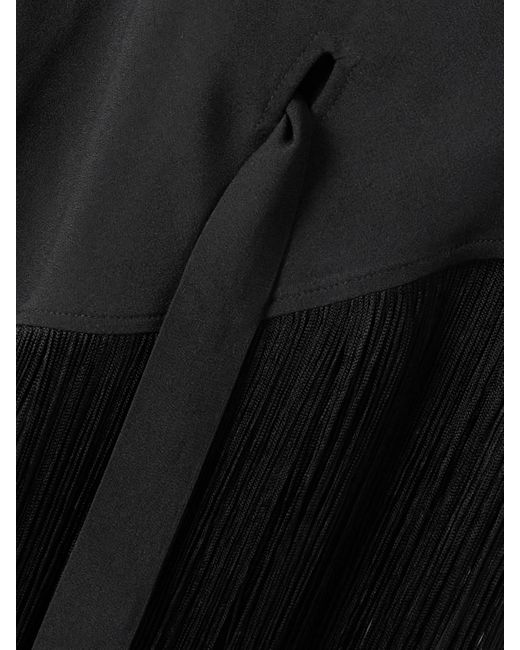 ‎Taller Marmo Black 1974 Kaftan Aus Crêpe Mit Fransen Und Bindegürtel