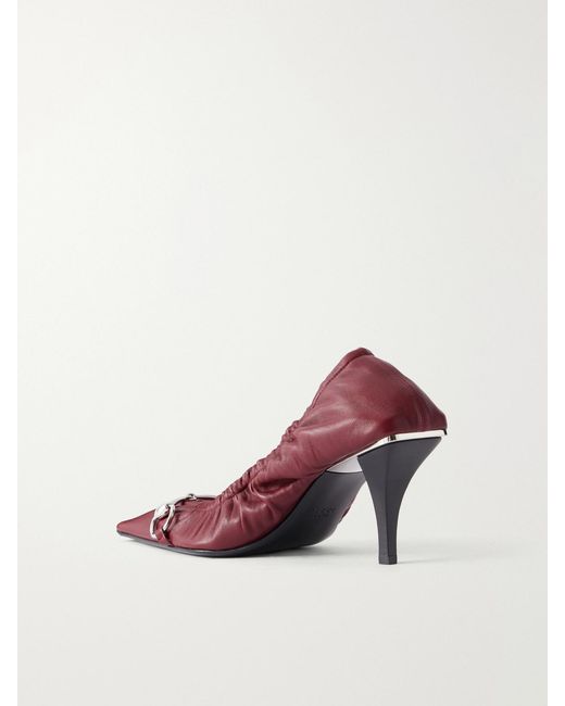 Gucci Pink Vittoria 75 Horsebit-Embellished Leather Pumps