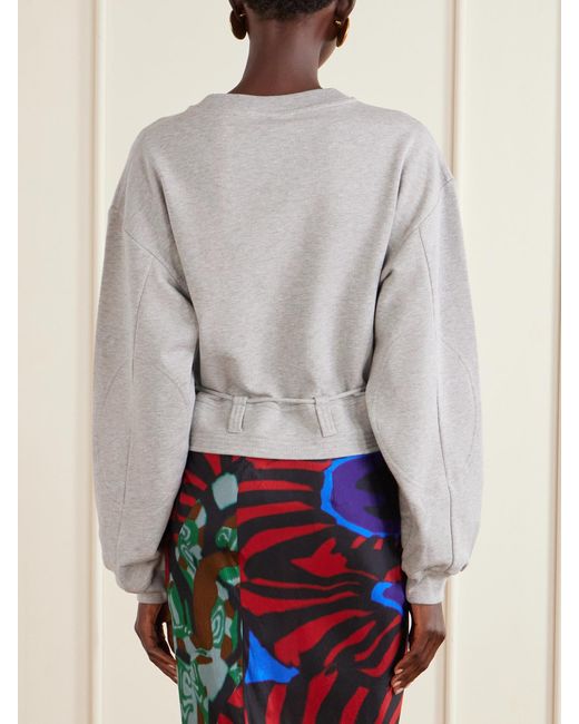 Dries Van Noten Gray Ruffled Cotton-Jersey Sweatshirt