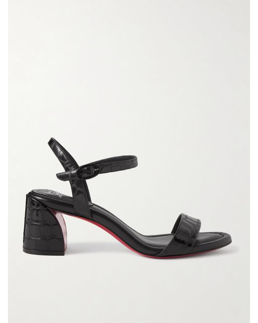 Christian Louboutin Metallic Miss Jane 55 Sandalen Aus Lackleder Mit Krokodileffekt