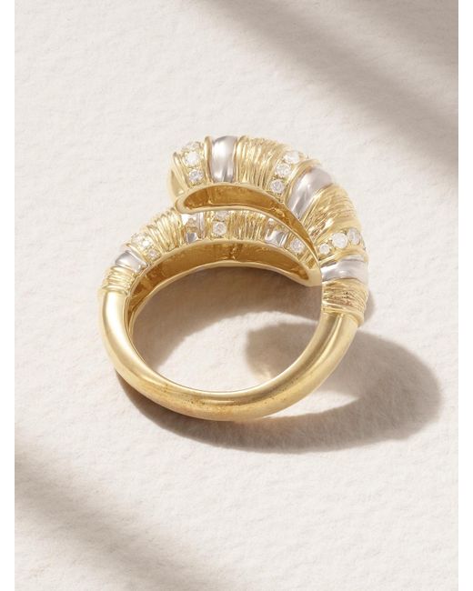 Yvonne Léon Natural Bague Toi & Moi Ring Aus 14 Karat Weiß- Und Gelbgold Mit Diamanten