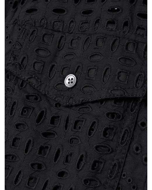 Veronica Beard Black Spruce Cropped Broderie Anglaise Cotton Shirt
