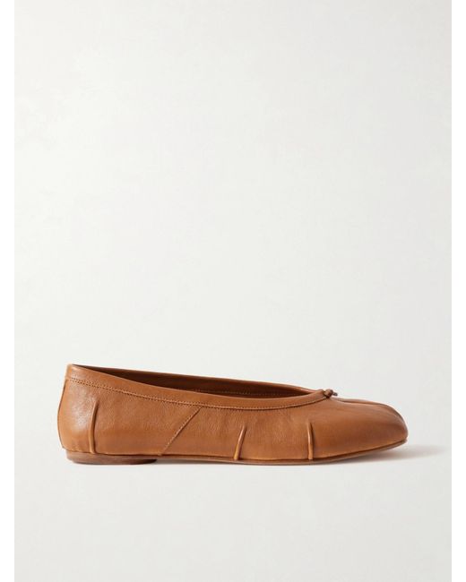 Maison Margiela Brown Tabi Split-Toe Leather Ballet Flats