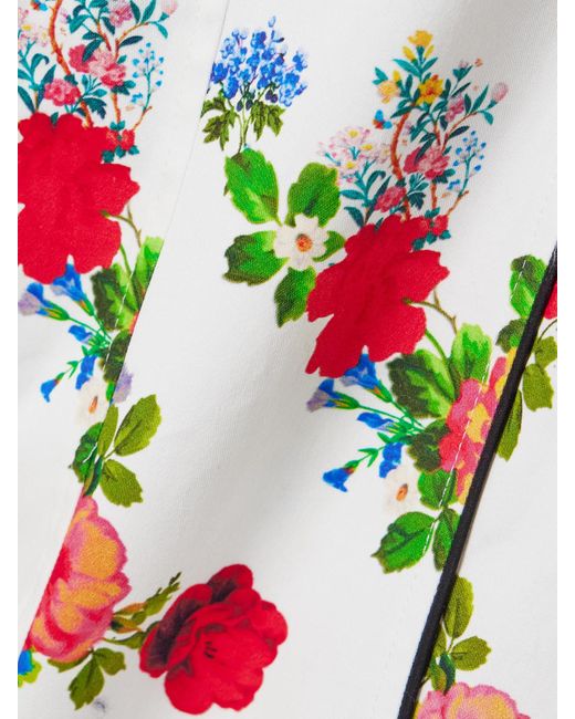 Kika Vargas White Maryan Strapless Floral-Print Cotton-Blend Poplin Midi Dress
