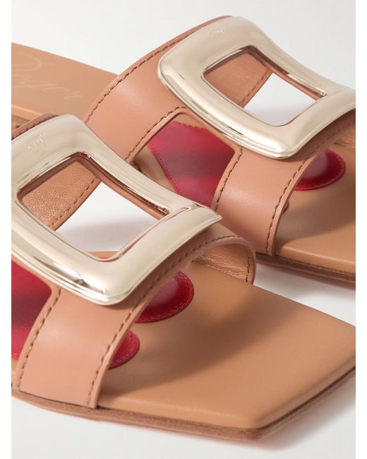 Roger Vivier Brown Benson Embellished Leather Sandals