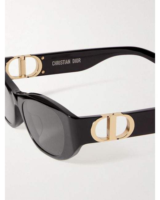 Dior Black 30Montaigne S9U Oval-Frame Acetate Sunglasses