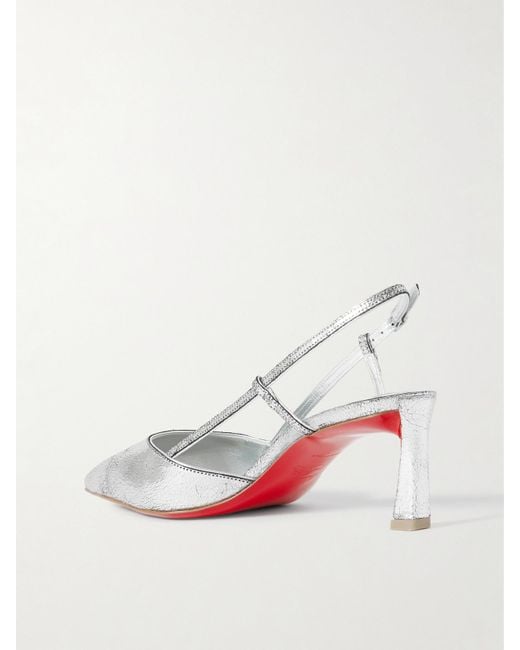 Christian Louboutin Condoroline 55 Cutout Metallic Textured-Leather Slingback Heels