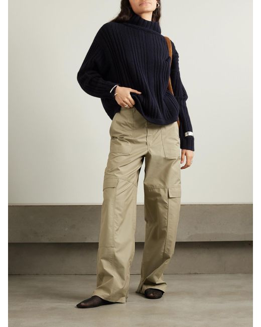 Max Mara Blue Vitalba Ribbed Wool And Cashmere-Blend Turtleneck Sweater