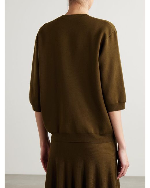 Khaite Green Tedi Wool-Blend Cardigan