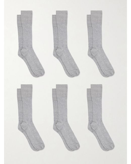 CDLP White Set Of Six Ribbed Cotton-Blend Socks