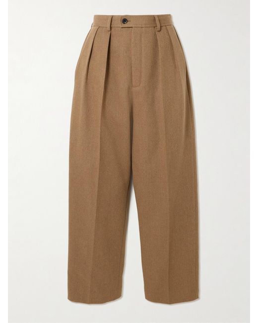 Loro Piana Natural Rodger Pleated Rain System Wool-Twill Tapered Pants