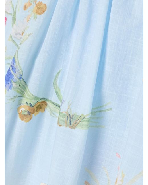 Zimmermann Blue Lucky Lace-Trimmed Pleated Floral-Print Cotton-Voile Shorts