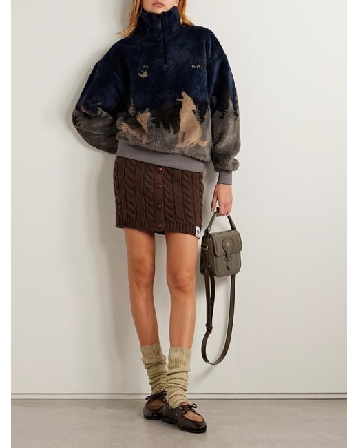 Bally Blue Printed Fleece Half-Zip Jacket
