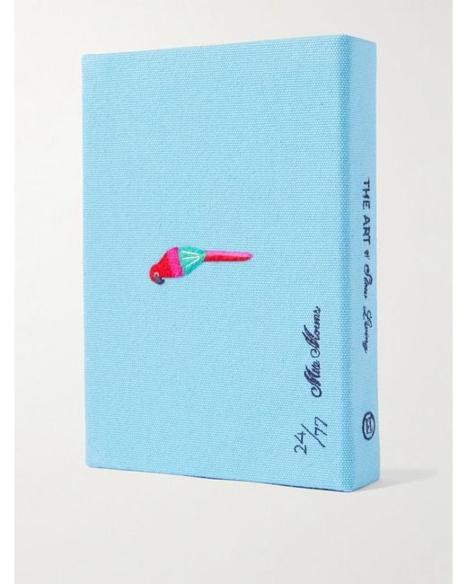 Olympia Le-Tan Blue Mlle Mouns The Art Of Slow Living Embroidered Appliquéd Canvas Clutch