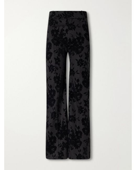 D'Estree Black Yoshitomo Flocked Straight-Leg Pants
