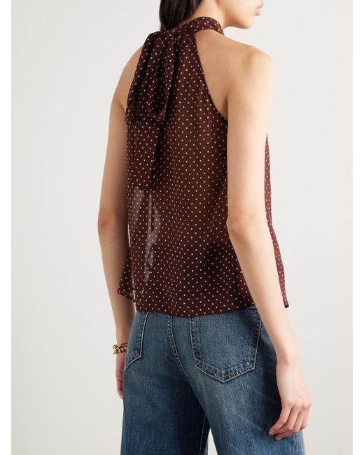 Nili Lotan Purple Alla Neckholder-Tanktop Aus Seidenchiffon Mit Polka-Dots