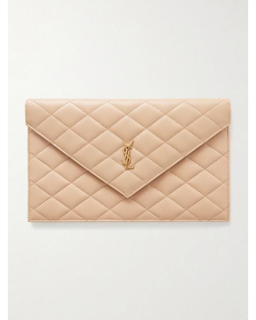 Saint Laurent Natural Paris Matelassé Leather Pouch