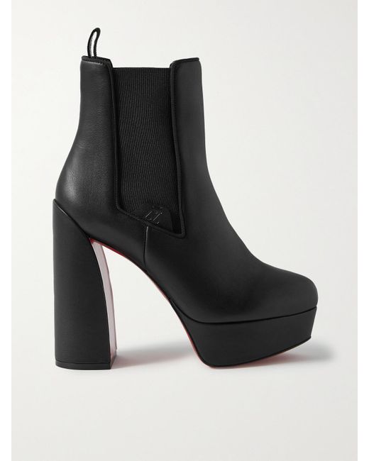 Christian Louboutin Black Movidastic 130 Leather Platform Ankle Boots