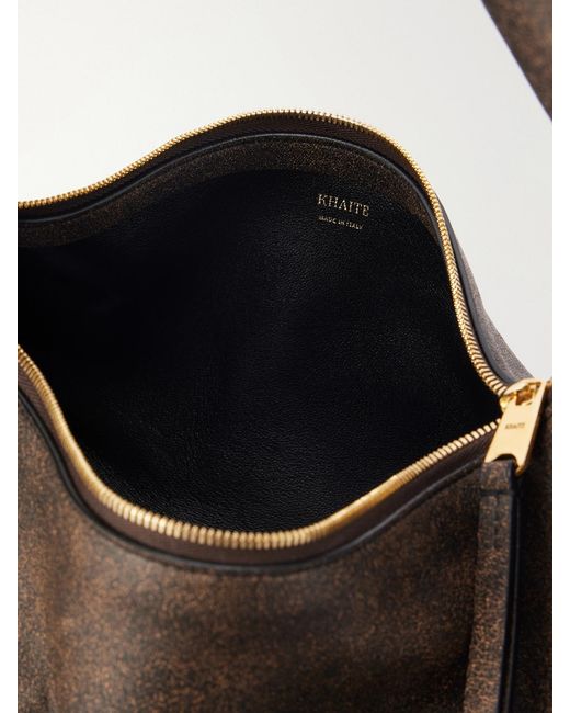 Khaite Gray Olivia Medium Distressed Leather Shoulder Bag