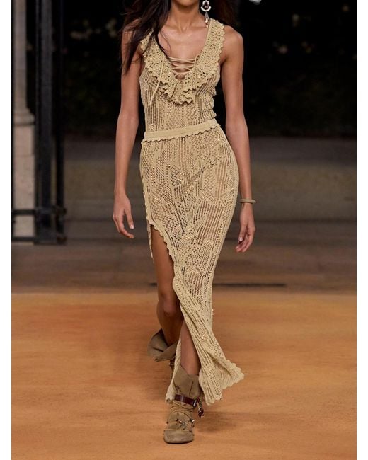Isabel Marant Natural Ornella Embellished Crocheted Cotton-Blend Midi Dress