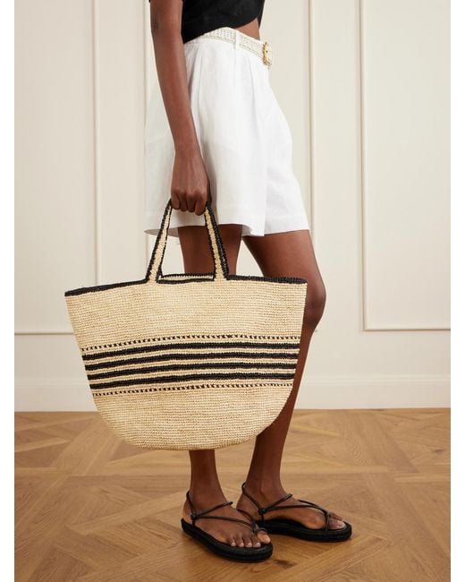Lemlem Natural Mira Striped Raffia Tote