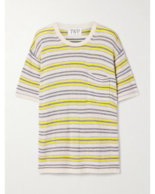 Twp Yellow Beach Stripe Big Boy Striped Cashmere T-Shirt