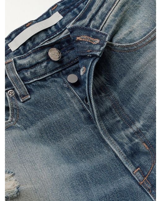 RÙADH Blue The Agnes Distressed Mid-Rise Straight-Leg Jeans
