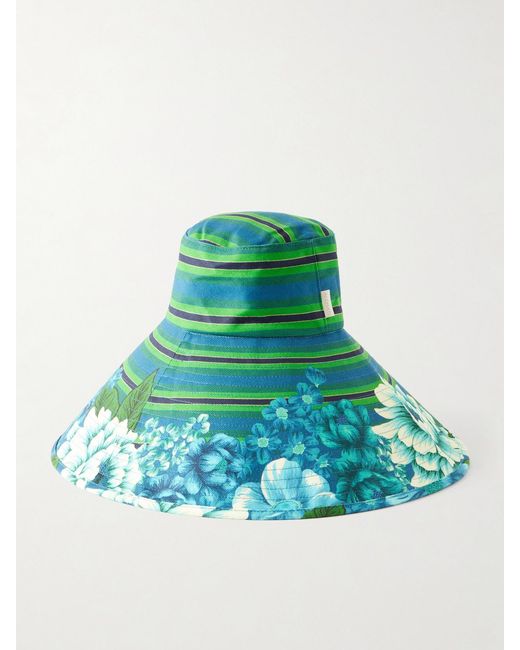 ALÉMAIS Blue Margo Printed Cotton-Twill Sunhat
