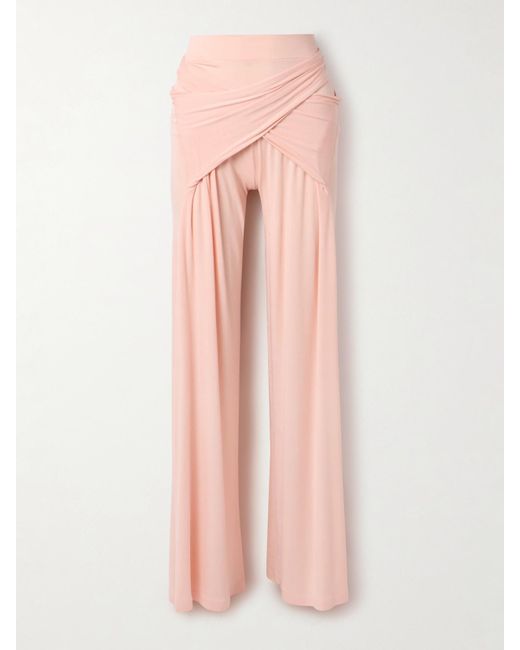 Pantalon Large Effet Portefeuille En Jersey Stretch À Superposition Elephant Norma Kamali en coloris Pink