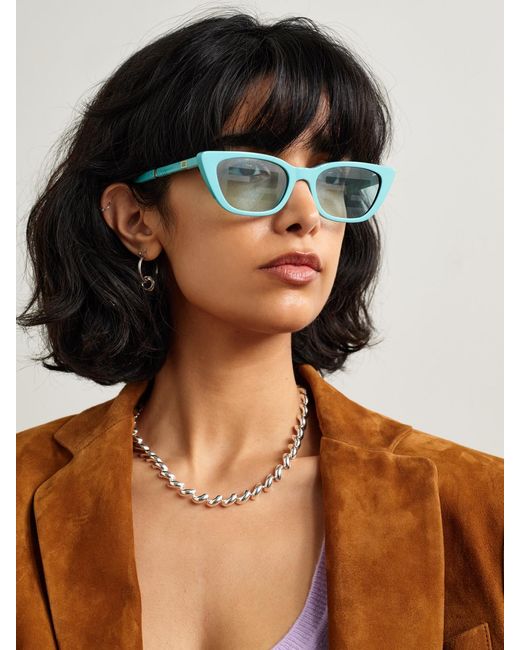 Fendi Blue Baguette Cat-Eye Acetate Sunglasses