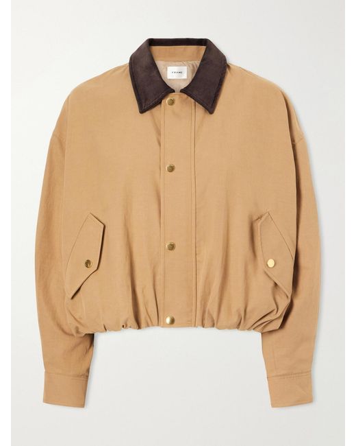 FRAME Natural Leather-Trimmed Cotton And Tencel Lyocell-Blend Jacket
