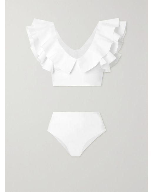 Maygel Coronel White Net Sustain Mila Bikini Mit Volants