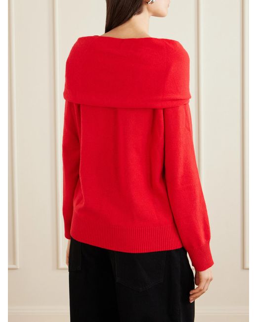 TOVE Red Malia Knot-Detailed Cashmere Sweater