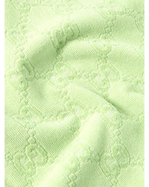 Gucci Green Sammy Handtuch Aus Baumwollfrottee Mit Jacquard-Muster