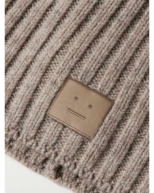Acne Brown Appliquéd Ribbed Wool Beanie