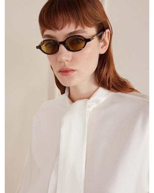 Bottega Veneta Metallic Round-Frame Acetate Sunglasses