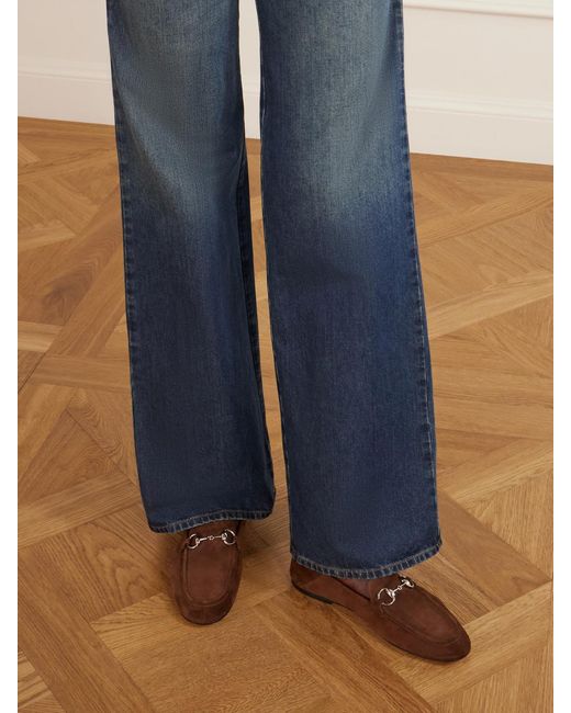 Gucci Brown Jordaan Horsebit-Embellished Suede Loafers
