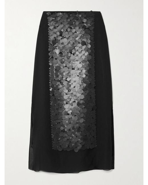 Joseph Black Cambo Pailette-Embellished Crepe De Chine Midi Skirt