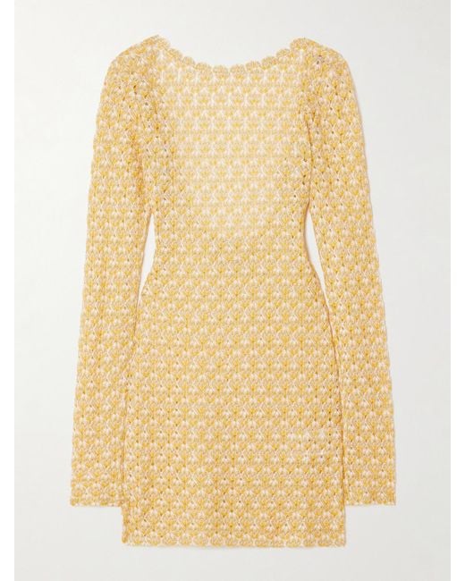 Mini-Robe En Mailles Crochetées Métallisées À Festons Missoni en coloris Natural