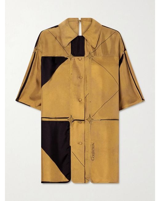 Calvin Klein Yellow Elowen Patchwork Silk-Twill Shirt