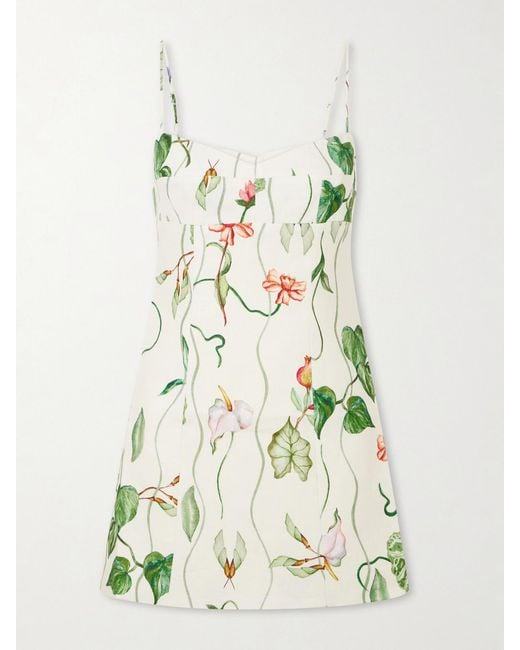 Cara Cara White Cherry Printed Linen Mini Dress