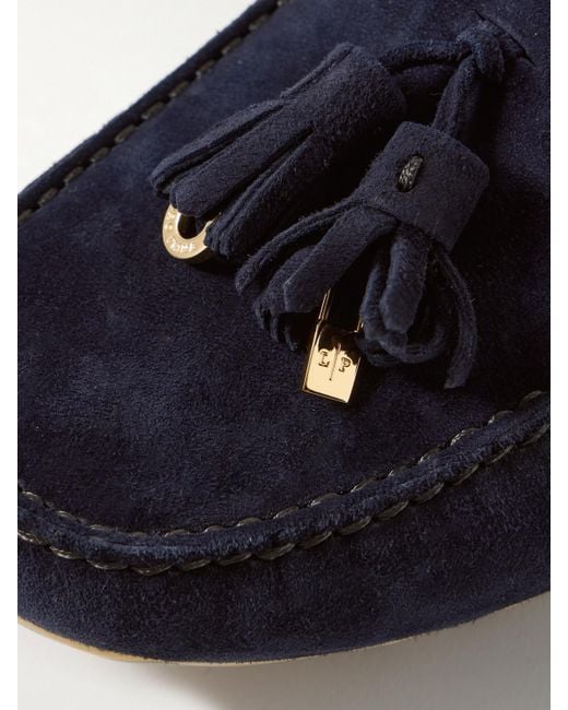 Mocassins Convertibles En Daim À Glands Loro Piana en coloris Blue