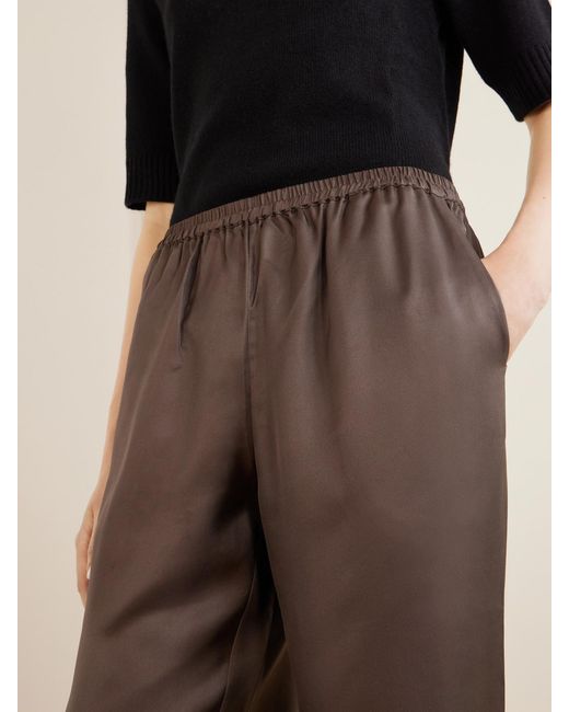 Loulou de Saison Brown Alera Silk Wide-Leg Pants