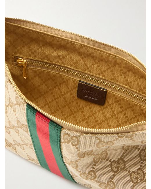 Gucci Natural Lunetta Leather-Trimmed Canvas-Jacquard Shoulder Bag