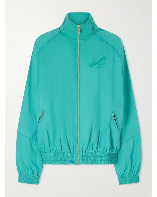 Willy Chavarria Blue Ruff Rider Embroidered Cotton Zip-Up Track Jacket