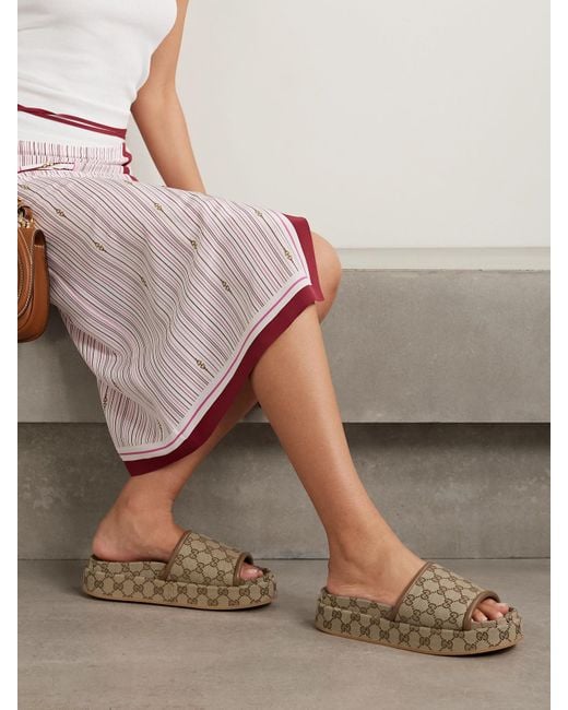 Gucci Brown Damensandale Mit Plateausohle Und Gg, Größe