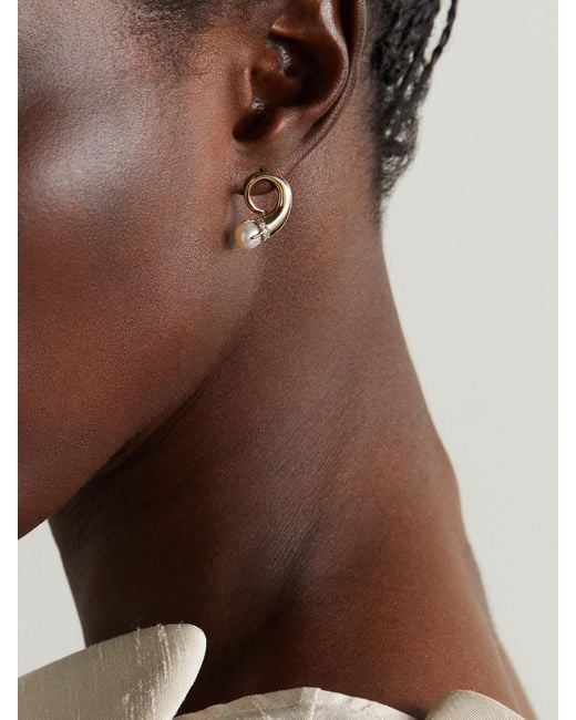 Mateo Natural Cornucopia 14-Karat, Diamond And Pearl Earrings