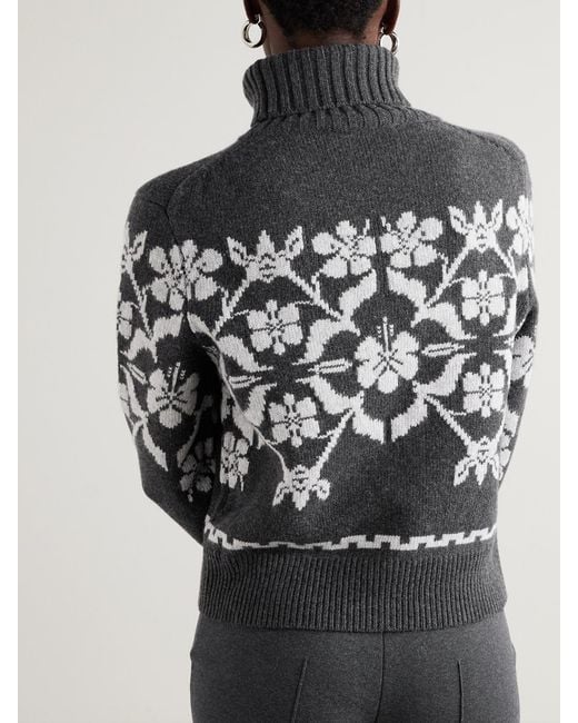 High Sport Gray Fair Isle Wool And Cashmere-Blend Turtleneck Sweater