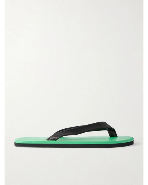 Auralee Green Leather Flip Flops
