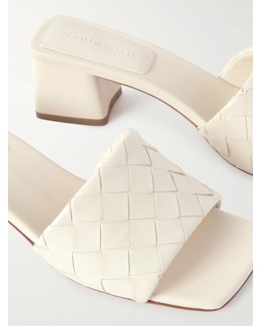 Bottega Veneta Natural Riva Intrecciato Leather Mules